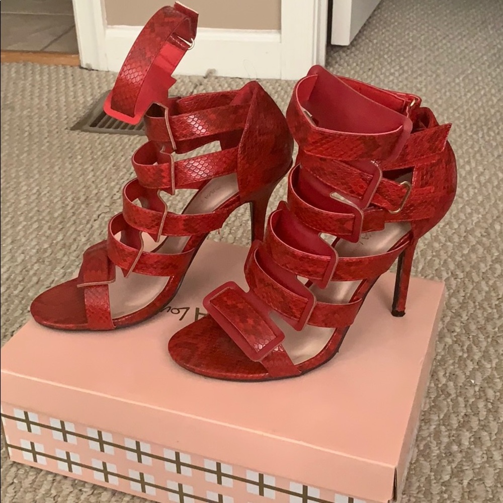 Red Snake Print Sandals